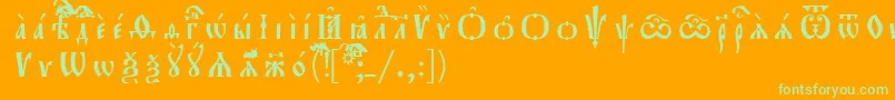 Orthodox.TtUcs8Р Р°Р·СЂСЏРґРѕС‡РЅС‹Р№-Schriftart – Grüne Schriften auf orangefarbenem Hintergrund